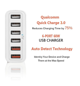 QC3.0 USB 5V 12A 60W multi port charger 6 USB  charging station