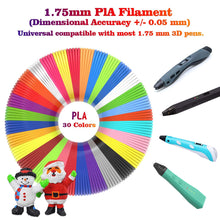 Load image into Gallery viewer, 3D Pen Filament 328 Feet, 30 Colors, Each Color 16.4Ft PLA Filament Refills 1.75mm