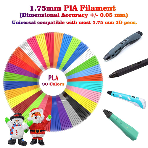 3D Pen Filament 328 Feet, 30 Colors, Each Color 16.4Ft PLA Filament Refills 1.75mm