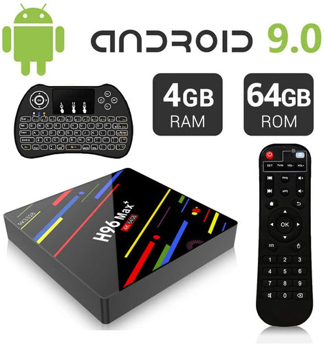 H96 Max Plus Android 9.0 TV Box,  4GB RAM 64GB ROM with I8 Keyboard