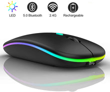 Load image into Gallery viewer, LED Wireless Mouse, Rechargeable Slim Wireless Silent Mouse, Bluetooth / USB