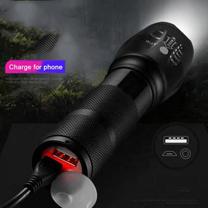 T6 Rechargeable Tactical Flashlight Ultra-Bright XML-T6 LED Torch (with case)