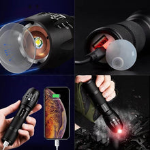 Load image into Gallery viewer, T6 Rechargeable Tactical Flashlight Ultra-Bright XML-T6 LED Torch (with case)