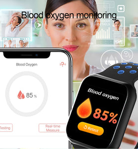 Fitness tracker heart rate monitor system F8 smart watch for women men - Black