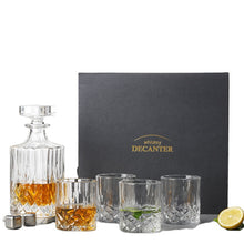 Load image into Gallery viewer, 5 Piece Whiskey Decanter Set with Glass for Wine, Bourbon, Brandy, 32OZ Clear