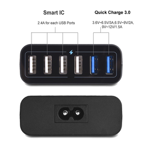 QC3.0 USB 5V 12A 60W multi port charger 6 USB  charging station