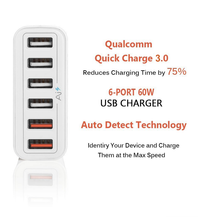 Load image into Gallery viewer, QC3.0 USB 5V 12A 60W multi port charger 6 USB  charging station