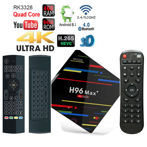 H96 Max Plus Android 9.0 TV Box,  4GB RAM 64GB ROM with MX3 Keyboard