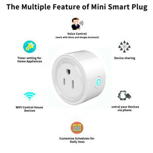 Smart Plug Mini WiFi Outlet Wireless Socket Compatible with Alexa, Echo,Google Home